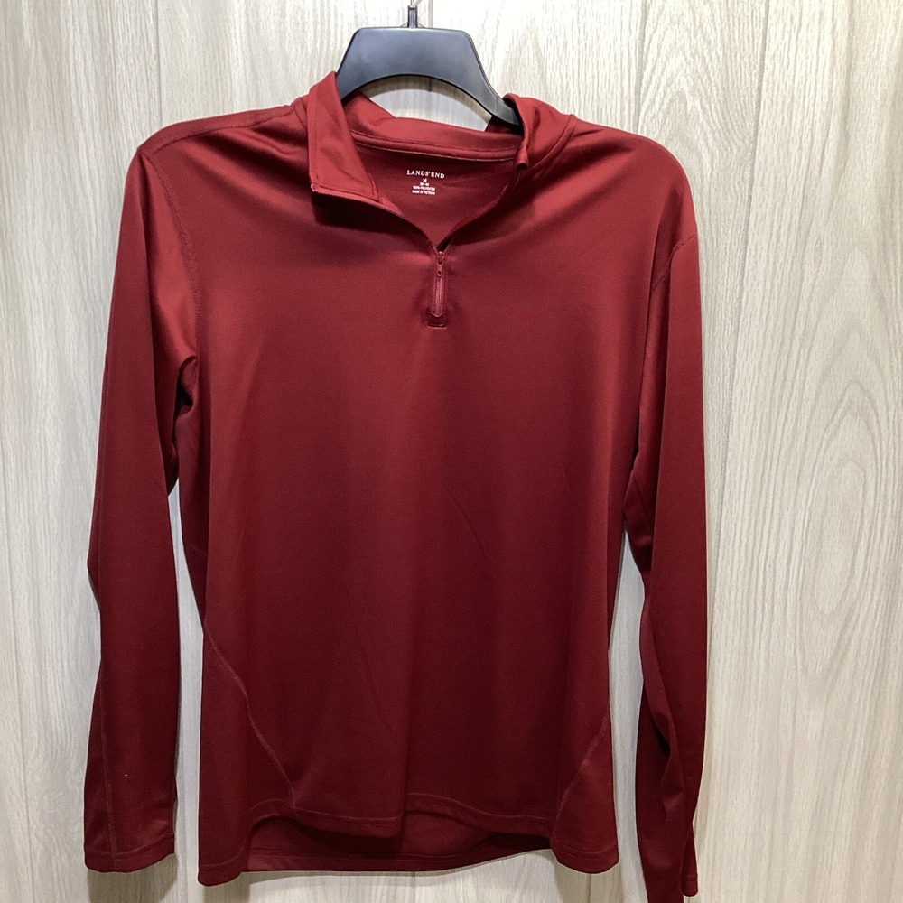 LANDS' END Men's (Size L 40-42) Collared 1/4 Zip Long Sleeve Pull Over *Snag*‎